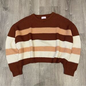 Pink Lily Boutique Brown Striped Sweater Size Large